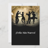 Spaanse feestelijke dansende oudejaarsfeest kaart (Achterkant)