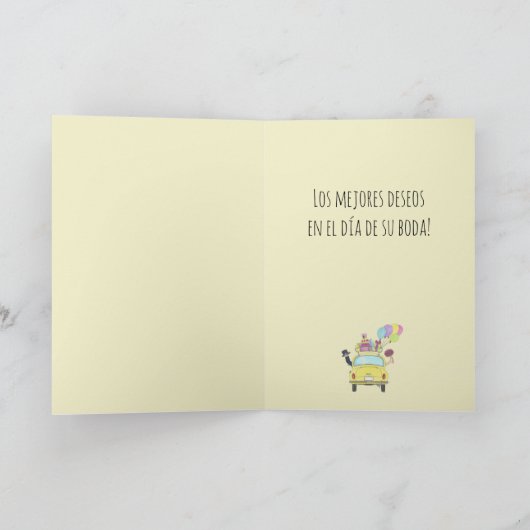 Spaanse Felicidades Trouwdag Fiat 500 Kaart (Binnen)