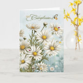 Spaanse Feliz Cumpleanos Daisy Garden Verjaardag Kaart (Gele Bloem)