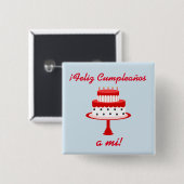 Spaanse "Feliz cumpleaños" "Gelukkig verjaardag" k Vierkante Button 5,1 Cm (Voorkant /achterkant)