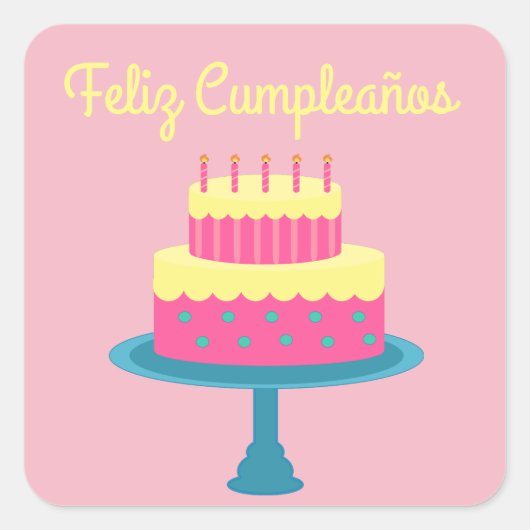 Spaanse "Feliz cumpleaños", Happy Birthday Sticker (Voorkant)