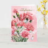 Spaanse Feliz Cumpleanos Roze Anjers Kaart (Gele Bloem)