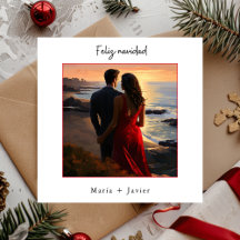 Spaanse Feliz Navidad Elegante Calligrafie Foto