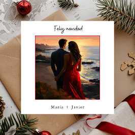 Spaanse Feliz Navidad Elegante Calligrafie Foto Feestdagenkaart