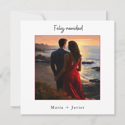 Spaanse Feliz Navidad Elegante Calligrafie Foto Feestdagenkaart (Voorkant)