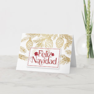 Spaanse Feliz Navidad-kerstgulden botanisch Feestdagen Kaart