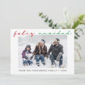 Spaanse Feliz Navidad Minimale foto Feestdagenkaart (Staand voorkant)
