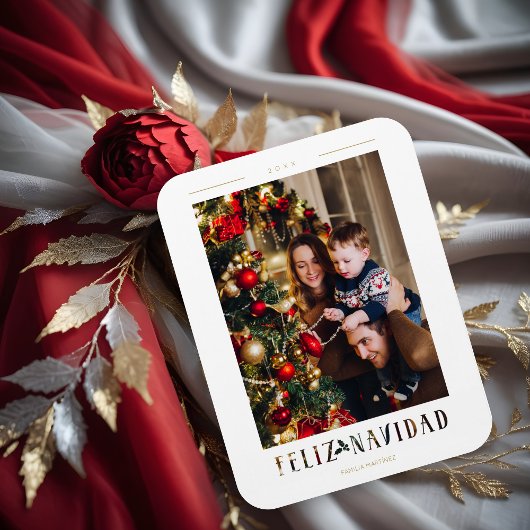 Spaanse Feliz Navidad Modern Calligrafie Foto Magneet