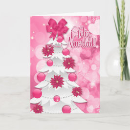Spaanse Feliz Navidad Pink Poinsettia Kerstmis Feestdagen Kaart