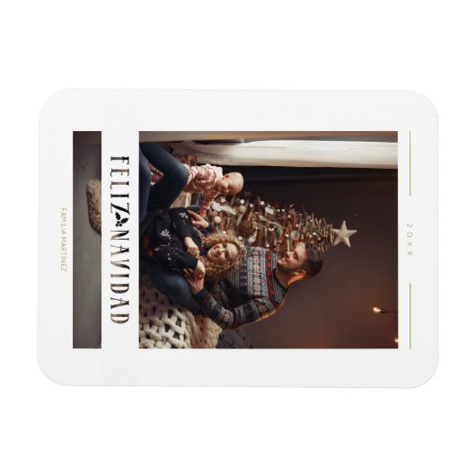 Spaanse Feliz Navidad Wimshical Calligraphy Magneet (Horizontaal)