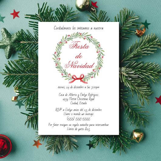 Spaanse Fiesta de Navidad Krans Kerstfeestje Kaart