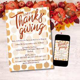 Spaanse fijne Thanksgiving geruite pompoenen Kaart