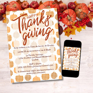 Spaanse fijne Thanksgiving geruite pompoenen  Kaart