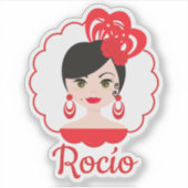 Spaanse Flamenca Girl Doll in Red Design Sticker (Voorkant)