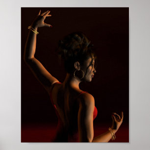 Spaanse Flamenco Dancer op een donkere plek Poster