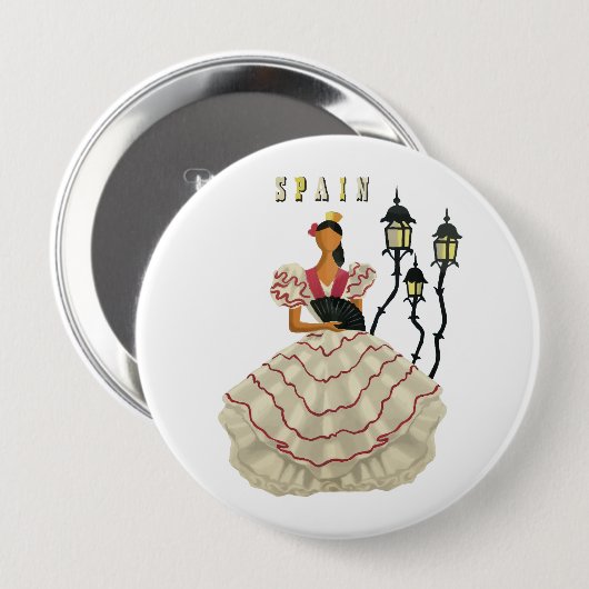 Spaanse Flamenco Dancer Spanje Revel Art Ronde Button 4,0 Cm (Voorkant /achterkant)