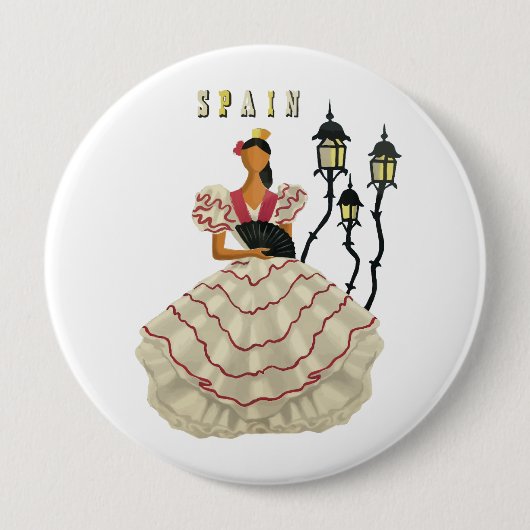 Spaanse Flamenco Dancer Spanje Revel Art Ronde Button 4,0 Cm (Voorkant)