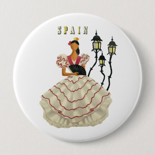 Spaanse Flamenco Dancer Spanje Revel Art Ronde Button 4,0 Cm