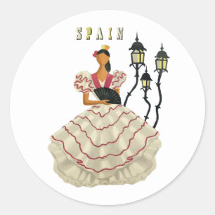 Spaanse Flamenco Dancer Spanje Revel Art Ronde Sticker