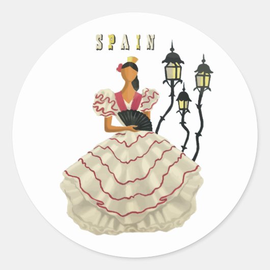 Spaanse Flamenco Dancer Spanje Revel Art Ronde Sticker (Voorkant)