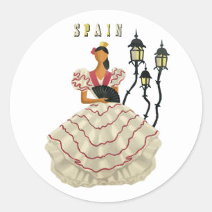 Spaanse Flamenco Dancer Spanje Revel Art Ronde Sticker
