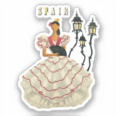 Spaanse Flamenco Dancer Spanje Revel Art Sticker (Voorkant)