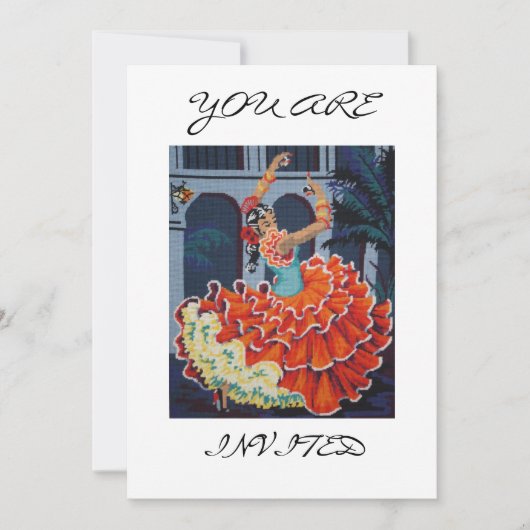 Spaanse Flamenco Dancer U wordt uitgenodigd Kaart (Voorkant)