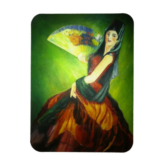 Spaanse flamenco danser schilderij magneet (Verticaal)