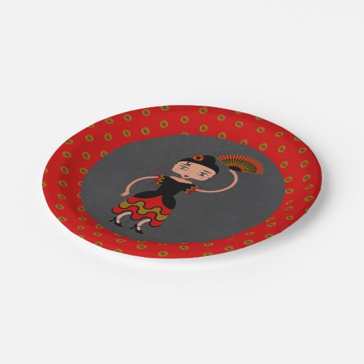 Spaanse Flamengo Dansende Birthday Party Papieren Bordje (Gekanteld)