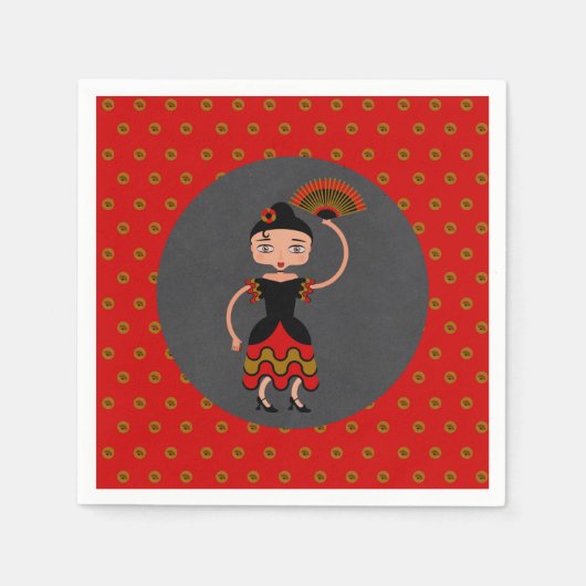 Spaanse Flamengo Dansende Birthday Party Servet (Voorkant)