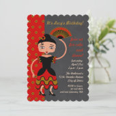 Spaanse Flamengo-meisje Birthday Party uitnodiging (Staand voorkant)