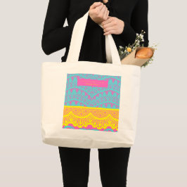 Spaanse floralart patronen- Aqua en geel Grote Tote Bag