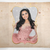 Spaanse foto Blush roze Rose Gold Quinceanera Drieluik Uitnodiging (Binnenkant midden)