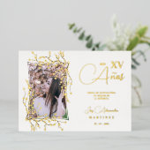 Spaanse foto Luxury Trendy Cherry Blossom VX Folie Uitnodiging (Staand Voorkant)