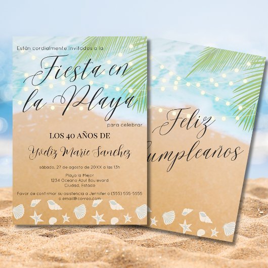 Spaanse Fun Beach Sand Shore 40e verjaardagsfeest Kaart