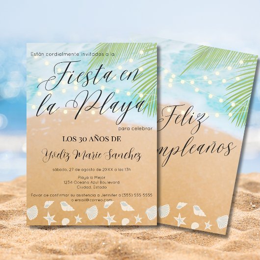 Spaanse Fun Beach Sandy Shore 30ste Verjaardagsfee Kaart