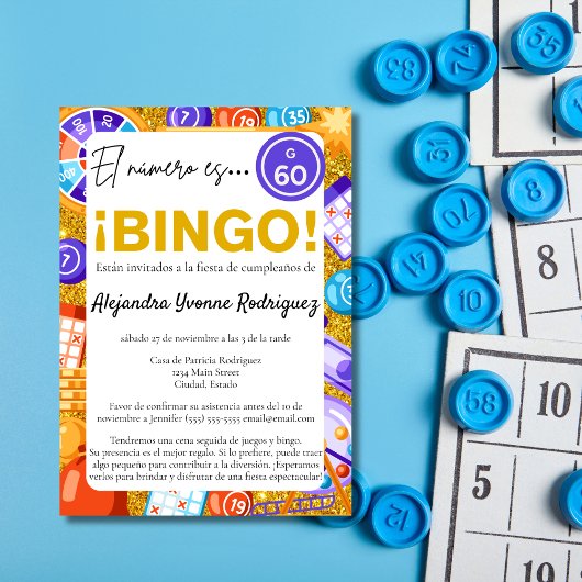 Spaanse Fun Bingo & Games Goud 60e Verjaardag Kaart