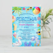 Spaanse Fun Pool Party Verjaardag voor meisjes Kaart (Staand voorkant)