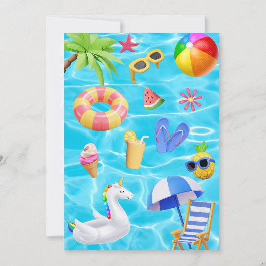 Spaanse Fun Pool Party Verjaardag voor meisjes Kaart (Achterkant)