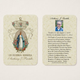 Spaanse Funeral Katholieke Maagd Mary Memorial Pra Visitekaartje