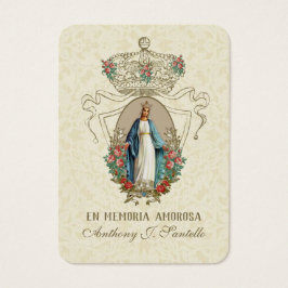 Spaanse Funeral Katholieke Maagd Mary Memorial Pra Visitekaartje
