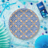 Spaanse Gele Blue Tile - mediterrane bruiloft Papieren Bordje (Feest)