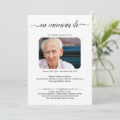Spaanse gepersonaliseerde begrafenisaankondiging w aankondiging (Staand voorkant)
