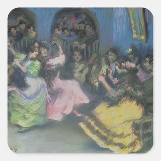 Spaanse gipspdansers, 1898 vierkante sticker (Voorkant)