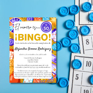 Spaanse Gouden Bingo & Games Glitter 50ste Verjaar Kaart