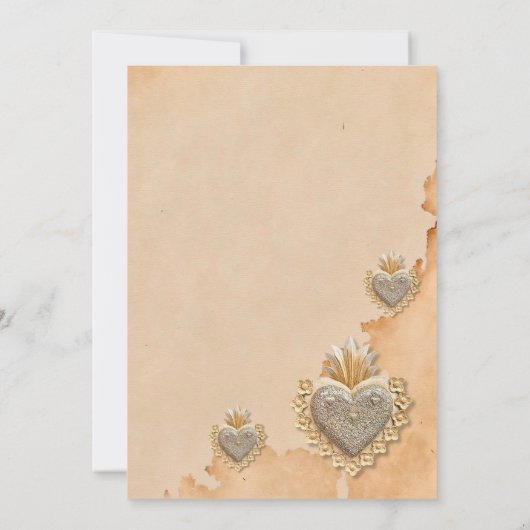 Spaanse Gouden Zilveren Milagros Hart Save the Dat Kaart (Achterkant)