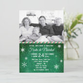 Spaanse groene denim Snowflake Foto Holiday Kaart (Staand voorkant)