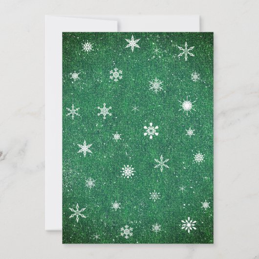 Spaanse groene denim Snowflake Foto Holiday Kaart (Achterkant)