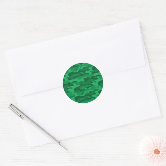 Spaanse Groene Monocolor Camo Ronde Sticker (Envelop)