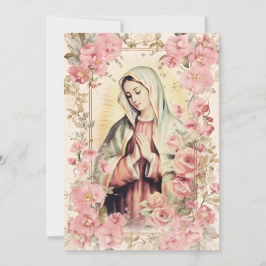 Spaanse Guadalupe Doop Roze Bloemen Kaart (Achterkant)
